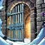 Placeholder: fantasy 90's tcg art frozen ice block prison