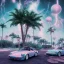 Placeholder: 1980's aesthetic vaporwave palm trees and spheres and Porsche with lightning