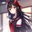 Placeholder: Clear focus,High resolution, Black long hair, Red eyes, Red horns, Wearing a sailor uniform