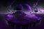 Placeholder: Floating Islands, Dark Purple and Black Night Sky, Stars, Space, Distant Alien Planets, Numerious Islands, Dead Grass, Dense Purple Fog, Standing on Island, First Person View