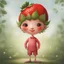 Placeholder: an anthropomorphic strawberry with pixie-cut hair, I want a man merged with a strawberry with pixie-cut hair, - a man who looks like a strawberry - a man whose skin is strawberry skin. I want a strawberry with arms and legs and hands and feet and finers and toes and a head with a nose, a mouth, ears, eyes and hair.