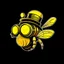 Placeholder: logo of a bee profile wearing steampunk hat and googles, flat cartoon style & dark background