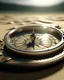 Placeholder: An ultra-realistic photo of a compass, in the sand cover with water, 4K