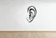 Placeholder: Human ear drawn on the wall, in an empty white room