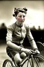 Placeholder: **Background:** Evelyn Wainwright was once a renowned bicycle racer in the 1920s, known for her speed and agility on two wheels. She competed in prestigious races across the United States, winning fame and admiration for her talents. **Appearance:** She has a lean, athletic build, a testament to her years of cycling. Her short-cropped hair, worn for aerodynamics during races, gives her a distinctive and androgynous look. portrait, photo-realistic, shot on Hasselblad h6d-400c, zeiss prime lens,