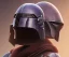 Placeholder: Deep Purple Mandalorian helmet, photo realistic