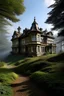 Placeholder: foggy forest mansion