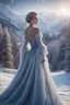 Placeholder: "Produce an 8K image showcasing a majestic lady in an elegant, frost-kissed gown, surrounded by a snowy panorama. Capture the ethereal beauty of a winter evening, hinting at the silent anticipation of the approaching holiday.""Ensure the final images exhibit the utmost quality, encompassing 4K, 8K, 64K resolutions, with 3D rendering that manifests in photorealistic, hyperrealistic, and highly detailed representations. Employ techniques such as HDR, UHD, and Unreal Engine v5 for a professional-gr