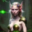 Placeholder: romantic fantasy spray painting, portrait of cute green eyed blonde robed elf poet sitting in huge marble teacup, loosing torch in magical forest, foliage frame