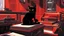 Placeholder: (by Syd Mead, by Cleon Peterson, by Retros, by Velveteksotica), (solo toony black cat gamercat \(character\), red scarf, sitting:1.3), (playing videogame, room:1.25), masterpiece, best quality, 4k, 2k, (intricate:0.9), (high detail, shaded:1.25), absurd res