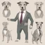 Placeholder: make one realistic business dog that are made of shapes and have a suit on lokk like crystals