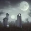 Placeholder: ghost, tombstone, sky, dark, man, grave, clouds, moon, 8k