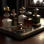 Placeholder: generate me an aesthetic complete image of Perfume Bottles with Antique Inkwell