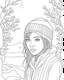 Placeholder: SNOW GARDEN, full view, realistic face, coloring page, only draw lines, coloring book, clean line art, –no sketch, color, –ar 3:4, white background, minimalistic black lines, minimal black color, low level black colors, coloring page, avoid thick black colors, thin black line art, avoid colors, perfect shape, perfect clear lines,