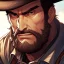Placeholder: Clear focus, High resolution, max detail, Portrait, bearded, Gunslinger, Cowboy, cowboy hat, serious face, Blood Splatter