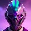 Placeholder: futuristic purple masked villain in galaxy, teal and purple smoke, detailed, realistic, 4k