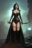 Placeholder: Ava Gardner as evil queen in black leather, busty, cleavage, curvy, angry, stern look. character design by cory loftis, fenghua zhong, ryohei hase, ismail inceoglu and ruan jia. unreal engine 5, artistic lighting, highly detailed, photorealistic, fantasy