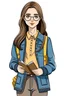 Placeholder: Picture of book cover with an 18 year old girl in modern clothes education student without background