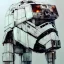 Placeholder: photorealistic at-at pilot helmet with weathered painting , illustration on coarse canvas by <agnes cecile> and <Yoji Shinkawa>, ornate and intricate details , soft smooth lighting, ultra detailed concept art,