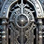 Placeholder: highly detailed industrial gate with cogs details, shinning metal, stainless steel glossy, futuristic, Super detailed 3d , ethnic details, intricated details, as trending in artstation,