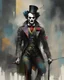 Placeholder: CUBIST artwork embodying the SCENE OF HARLEQUIN JOKER CLOWN ON TRAPEZE minimalistic approach, influenced by Luis Miranda, Jeremy Mann, Jeffrey Catherine Jones, blends conceptual art with elements of painting and illustration, somber tones, fragmentedsuals, shadow play, diffuse textures, abstract forms, digital painting, high conceptuality, palette inspired by Jeffrey Catherine Jones, golden ratio composition, ultra fine detail, cinematic lighting.