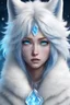 Placeholder: anime person as an Arctic Wolf, with Icy white fur with subtle silver and light blue accents, Crystal blue eyes