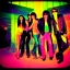 Placeholder: the coolest rock n roll band ever, bright colors, neon lights, party with me