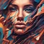 Placeholder: Ultra close insanely detailed face of a beautiful woman emerging from a 3d abstract background, Hyperrealistic, splash art, concept art, mid shot, intricately detailed, color depth, dramatic, 2/3 face angle, side light, colorful background