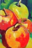 Placeholder: Abstract impasto oil painting of an apples