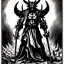 Placeholder: Devil demon satan king knights war code prophecy black and white