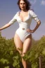 Placeholder: Curve 35 Years Old Woman Picking Grapes In Vineyard,Sun Light, Shiny Simple White Costumei, Perfect Legs, Tom Bagshaw, Frank Frazetta,Detailed Face Hyperdetailed By Alphonse Mucha, Baroque, Romanticism, Depth Of Field, Digital Illustration, Unreal Engine 5, Expansive, IMAX, Metal Reflections, White Sunlight, Bokeh