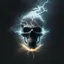 Placeholder: skeleton head with lightning ellipse and smoke around