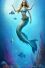 Placeholder: underwater, a mermaid, beautiful colors, fish, very fine detail, high quality, mystical, intricate, Neo-Impressionism, soft lighting, dream like,