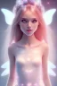 Placeholder: smiling girl, cute, beautiful, long hair, fairy wings, light pastel colors, bright, transparent dress, smile