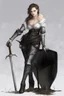 Placeholder: A female cleric dressed for the cold with a sword.