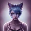 Placeholder: miqo'te character, wild blue hair, ominous, facepaint, waist up portrait, intricate, oil on canvas, masterpiece, expert, insanely detailed, 4k resolution, retroanime style, cute big circular reflective eyes, cinematic smooth, intricate detail, soft smooth lighting, soft pastel colors, painted Renaissance style