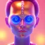 Placeholder: A portrait of a crystalised blue pink extraterrestrial, gold, sunny background, atmospheric, realistic, unreal engine, 8k. Cinematic lighting, octane render.
