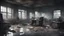 Placeholder: a high-quality digital painting of a deserted, post-apocalyptic ((office space)) with dilapidated furniture and broken glass strewn across the floor, abandoned, darkness, desolation, eerie atmosphere, gloomy, somber, surreal, dystopian, concept art, detailed, realistic, cinematic, 4K resolution