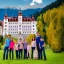 Placeholder: Aristrocatic Family posing in front of an Austrian castle, Alps, 8k, HD, cinematography, photorealistic, Cinematic, Color Grading, Ultra-Wide Angle, Depth of Field, hyper-detailed, beautifully color-coded, insane details, intricate details, beautifully color graded, Cinematic, Color Grading, Editorial Photography, Depth of Field, DOF, Tilt Blur, White Balance, 32k, Super-Resolution, Megapixel, ProPhoto RGB, VR, Halfrear Lighting, Backlight, Natural Lighting, Incandes