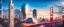 Placeholder: neon saber lights on buildings, bright sunrise