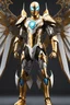 Placeholder: Full body Spider Man Angel cyborg straddle wings, using traditional armor,detailed, intricate,gears cogs cables wires circuits, gold silver chrome copper