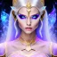 Placeholder: cosmic mage, elf, female, battle mage, epic, cosmic magic, long ears, white hair, face details, pale skin, jewellery, broad shoulders, glowing eyes, sharp ears, cosmic clothes, bright eyes, cosmic eyes, ears between hair, ears shown, light out of eyes