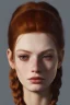 Placeholder: Woman, body 190cm, beautiful, orange hair, two braids, bangs, rossi eyes, big eyes, freckles, long eyelashes, Frozen, 8k resolution concept art by Greg Rutkowski