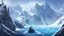 Placeholder: 1 dimensional lonely snow mountain in icy sea drawn as a vector graphic