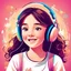 Placeholder: "Generate a charming and youthful vector illustration of a young girl's face with a friendly and joyful expression. She should be wearing cute headphones, and the background should feature a colorful and inviting study room with elements that exude a sense of youthfulness. Emphasize a warm and delightful atmosphere with soft colors, rounded shapes, and delightful details. Capture the innocence and happiness of the young girl as she enjoys music in this cheerful and inviting study space