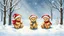 Placeholder: merry little teddy bear family playing in a snowy winter park in 1963, watercolor, (style of Gabriel Pacheco:1.3), front view, magic winter vibe