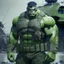 Placeholder: Green Hulk dressed in Navy Seal combat gear