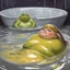 Placeholder: Jabba the Hutt and Princess Zelda having a bath on melted silver