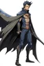 Placeholder: Anime man side character with dark , hybrid with Pteranodon,small muscles, aged 30, wearing a Pteranodon superhero suit