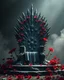 Placeholder: 3d throne made out of Papaver Somniferum, HYPER DETAILED. game of throne. dark light